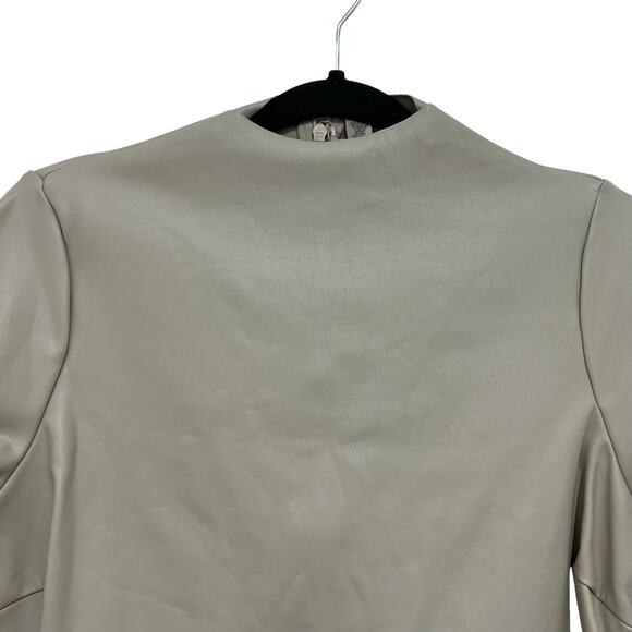 Skims Faux Leather Bodysuit Tan Snap Closure Long Sleeve Plus 2X Stretch NWT - Picture 4 of 12